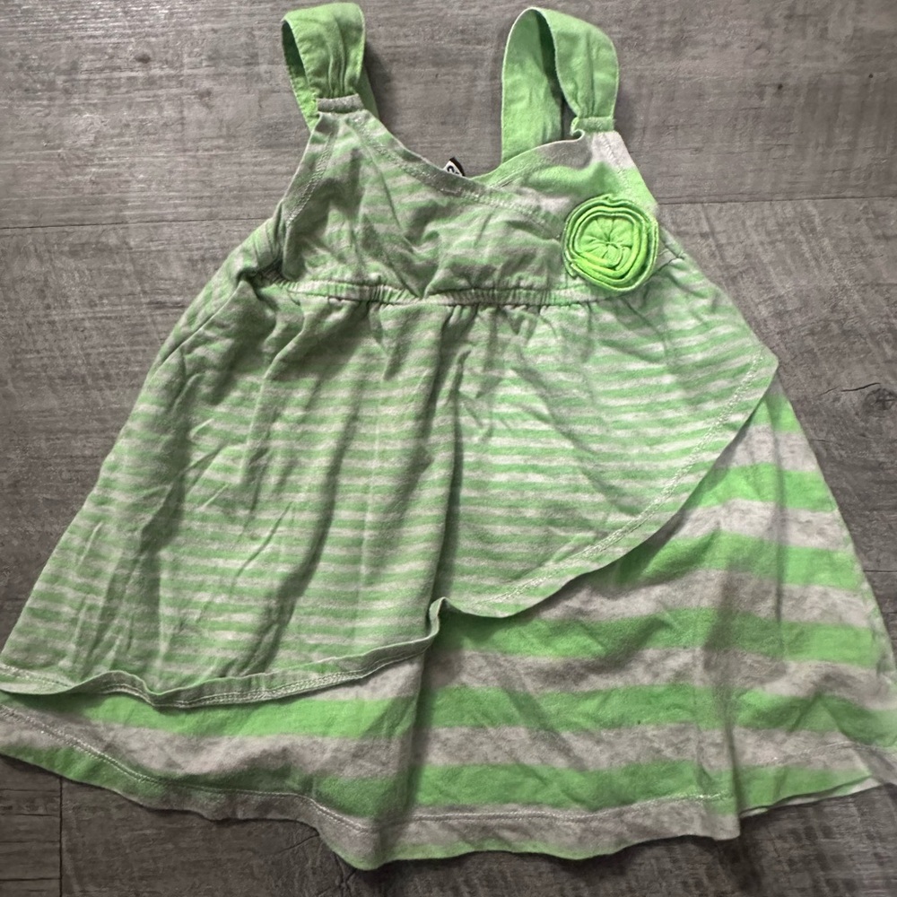 Pogo club green stripe dress 2t